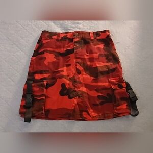 C'EST TOI  Red Camo Mini Skirt With Pockets!